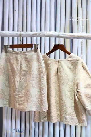 MaxMessi -  SKIRT Váy linen hoa chìm