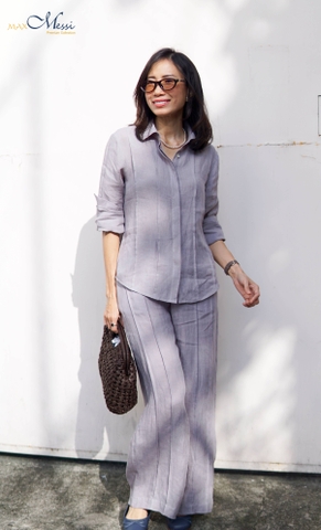 A320 Áo SIMPLE linen pháp xếp ly