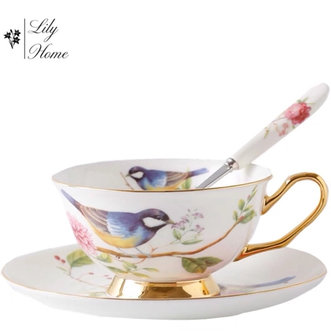 TÁCH HỒNG HOẠ TIẾT CHIM XANH