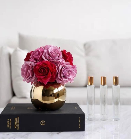 BÌNH HOA HỒNG VÀNG GOLD TRÒN