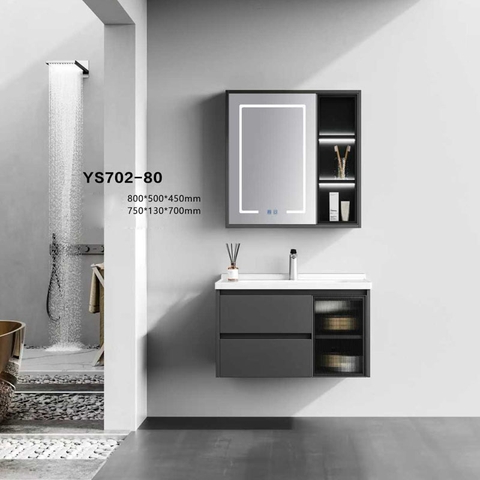 Bộ Tủ Chậu Lavabo 702 Màu Ghi – Nhựa PVC Nguyên Sinh Cao Cấp, Chống Nước, Bền Đẹp