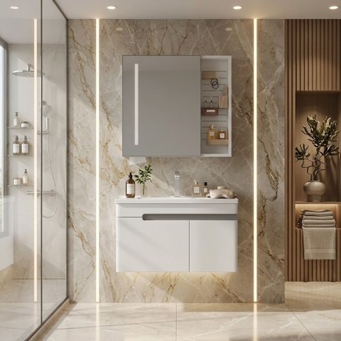 Bộ Tủ Chậu Lavabo 806 PVC Cao Cấp – Giải Pháp Phòng Tắm Gọn Đẹp, Không Lo Ẩm Mốc