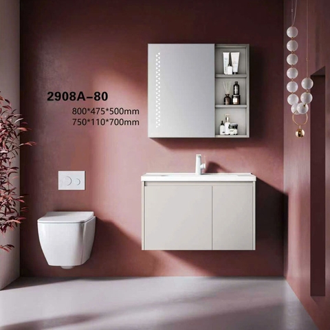 Bộ Tủ Chậu Phòng Tắm PVC YS1908A – Nhựa PVC Chống Nước, Cánh Kim Loại