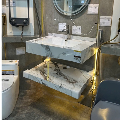 Bàn Đá Lavabo 2 Tầng vân đá cao cấp
