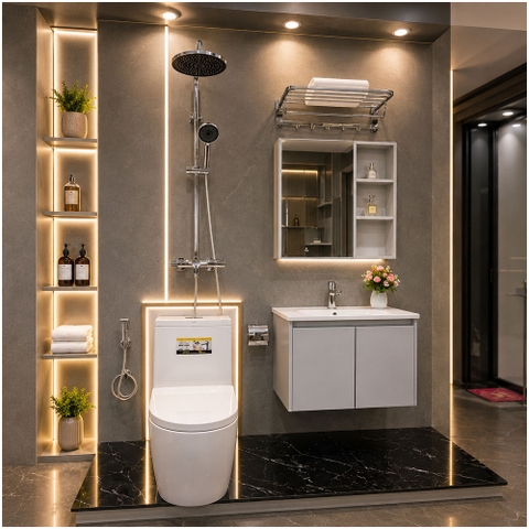 Combo phòng tắm, combo nhà tắm CB005 cao cấp - Trọn bộ thiết bị vệ sinh 8 món