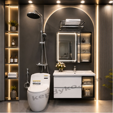 Combo Thiết Bị Vệ Sinh Phòng Tắm CB022 Cao Cấp - Trọn Bộ 8 Món Chính Hãng