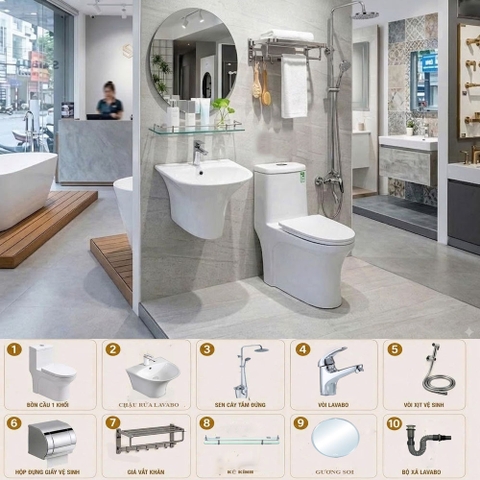 Trọn Bộ Combo Phòng Tắm SKL30 Đầy Đủ 9 Món Cao Cấp