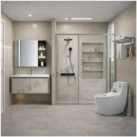 Combo Thiết Bị Vệ Sinh AK605 VIP Trọn Bộ 8 Món Cao Cấp