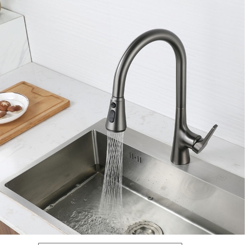 Vòi Rửa Bát Dây Rút Nóng Lạnh VC1990 XÁM