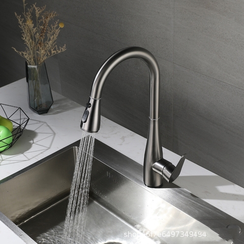 Vòi Rửa Bát Dây Rút Nóng Lạnh VH01 XÁM