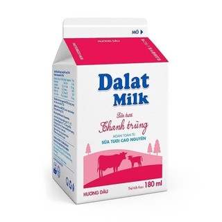 Sữa tươi thanh trùng Dalatmilk dâu 180ml