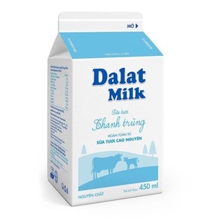 Sữa tươi thanh trùng Dalat Milk Dalatmilk 450ml Nguyên chất