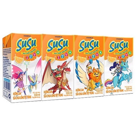 Sữa chua uống VINAMILK SUSU cam hộp 110ml lốc 4
