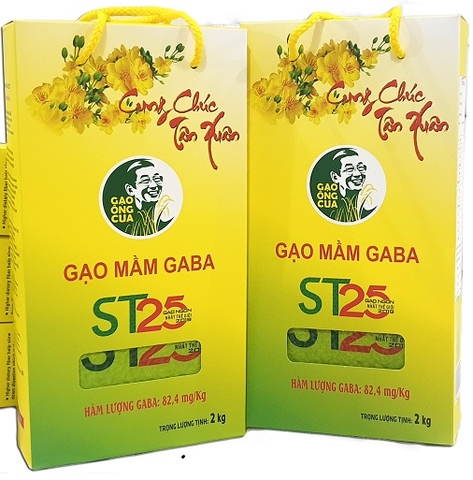 Thùng 8 hộp 2kg gạo mầm gaba sóc trăng ST25 / Combo 2 hộp Gạo Mầm Gaba ST25 hộp 2kg Gạo Ông Cua Đặc Sản Sóc Trăng
