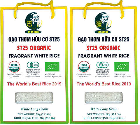 Thùng 8 hộp 2kg Gạo thơm hữu cơ ST25 / Combo 2 hộp Gạo ST25 organic fragrant white rice 2kg