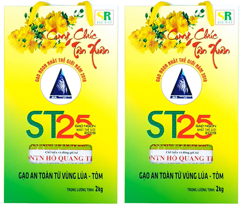 Thùng 8 hộp 2kg Gạo ST25 Lúa Tôm Gạo Ngon nhất Thế Giới / Combo 2 hộp Gạo ST25 gạo an toàn từ vùng Lúa Tôm 2kg