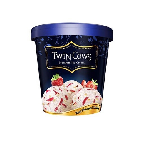 Kem ăn VINAMILK TWIN COWS phô mai dâu ly 450ml