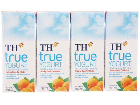 Sữa chua uống TH TRUE YOGURT cam hộp 180ml lốc 4