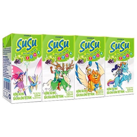 Sữa chua uống VINAMILK SUSU có đường hộp 110ml lốc 4