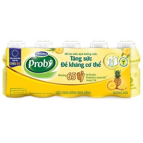 Sữa chua uống VINAMILK PROBY dứa chai 65ml lốc 5