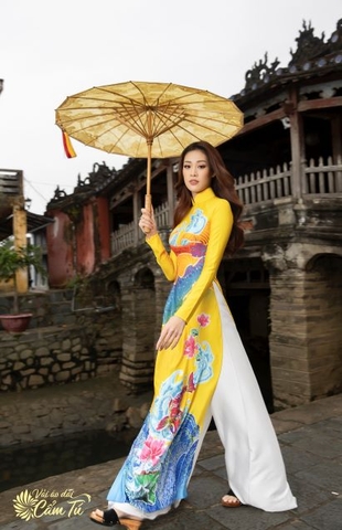 Lụa Cao Cấp KV0086 Thái Tuấn Showroom Màu Vàng Họa Tiết Cá Chép