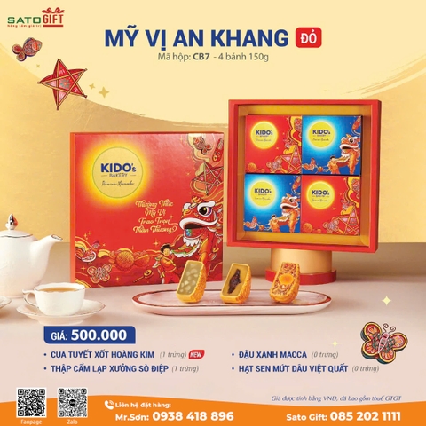 Bánh Trung Thu KIDO's Bakery - Combo Mỹ vị An Khang Đỏ (4 bánh 150g)
