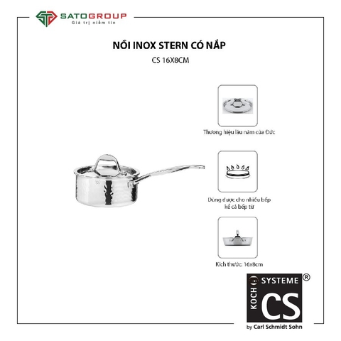 Chảo Inox CS STERN Có Nắp 16x8cm