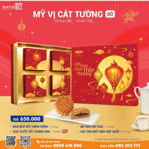 Bánh Trung Thu KIDO's Bakery - Combo Mỹ vị Cát Tường Đỏ (4 bánh 150g)