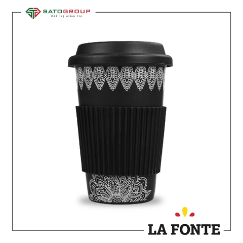 Cốc sứ La Fonte có tay cầm và nắp silicone - 006477