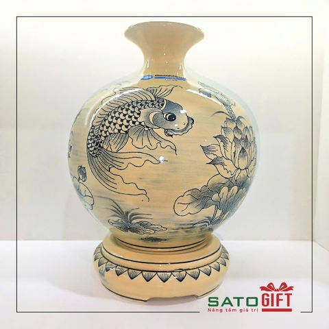 Bình hút lộc hoạ tiết Cá chép Hoa sen H25