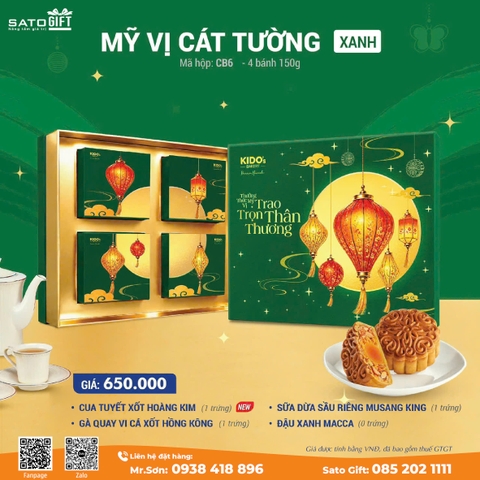 Bánh Trung Thu KIDO's Bakery - Combo Mỹ vị Cát Tường Xanh lá (4 bánh 150g)