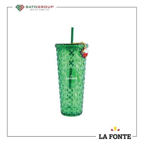 Ly Nhựa 2 lớp La Fonte Vân Pha Lê Kèm Charm Santa-800ML-015691