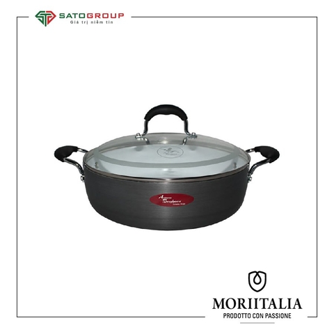 Nồi Cao Moriitalia BergHome Bằng Nhôm Nắp Kính 28cm Màu Xám