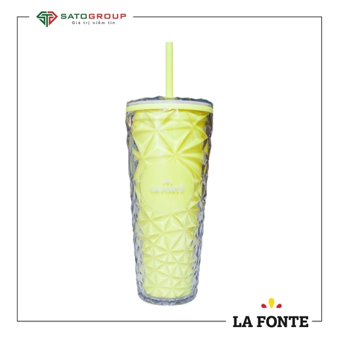 Ly Nhựa 2 Lớp Kèm Ống Hút Màu Vàng La Fonte 760 Ml - 012287-YEL