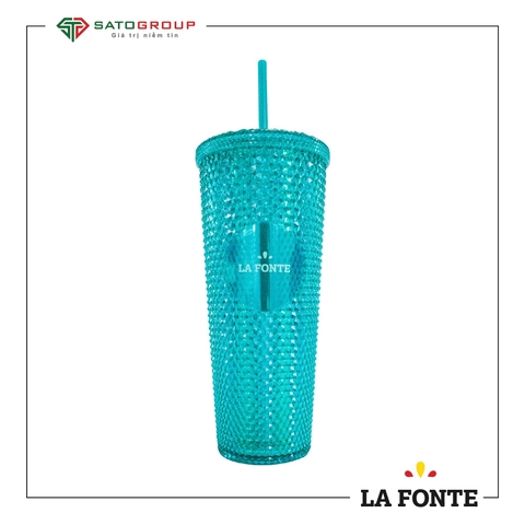 Ly Nhựa 2 Lớp Kèm Ống Hút Màu Xanh La Fonte 760ml - 011556-GRE
