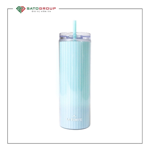 Ly nhựa 2 lớp kèm ống hút màu xanh La Fonte 630 ml - 012300-BLU