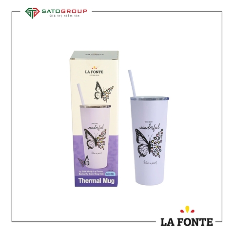 Ly Giữ Nhiệt La Fonte Butterfly Kèm Ống Hút-680 ml-014823-PUR