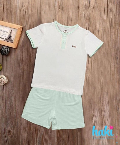 Bộ cộc tay cổ trụ, phối màu 9-12M