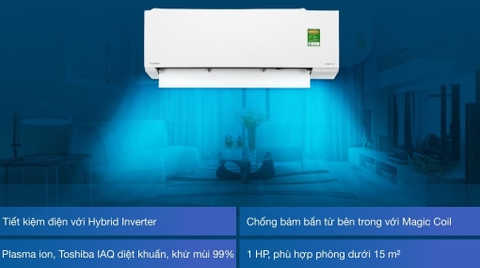 Máy lạnh Toshiba Inverter 1.0 HP RAS-H10E2KCVG-V (I-on lọc không khí)
