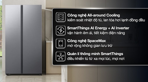 Tủ lạnh Samsung Inverter 655 lít Side By Side RS70F65Q3TSV Mẫu mới