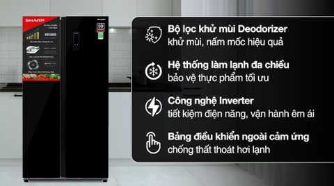 Tủ lạnh Sharp Inverter 532 lít Side By Side SJ-SBX530VG-BK