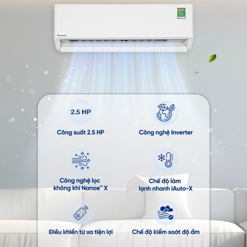 Máy lạnh Panasonic Inverter 2.5 HP CU/CS-U24BKH-8
