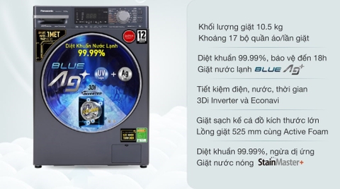Máy giặt Panasonic Inverter 10.5 Kg NA-V105FX2BV   GIÁ TẠI KHO