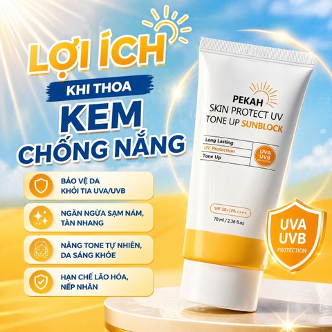 LỢI ÍCH KHI THOA KEM CHỐNG NẮNG VẬT LÝ NÂNG TONE PEKAH