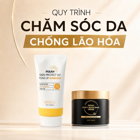 QUY TRÌNH CHĂM SÓC DA CHỐNG LÃO HÓA VỚI BỘ SẢN PHẨM ỐC SÊN PEKAH