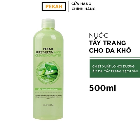 Nước Tẩy Trang Làm Sạch Da , Cấp Ẩm Và Dịu Nhẹ Chiết Xuất Lô Hội Dành Cho Da Khô PEKAH 500ML - PEKAH Pure  Therapy  Aloe Cleansing Water 500ML