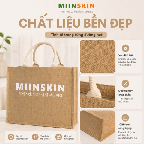 [QUÀ - ĐƠN TỪ 999K] Túi Tote MIINSKIN Đựng Mỹ Phẩm Skincare Du Lịch, Vải Bố Dày Dặn