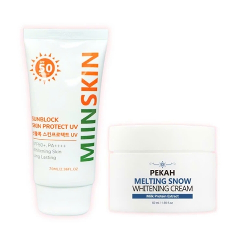 [Nhập mã KMT40 giảm 40K ] Combo Kem Chống Nắng PEKAH Sun Block 70ml & Kem Dưỡng PEKAH Whitening Cream 50ml Dưỡng Trắng Nâng Tone Đều Màu da