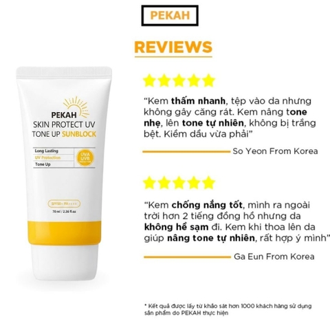 [Nhập mã KM30K giảm 30K] Kem Chống Nắng Vật Lý Nâng Tone, Bảo Vệ Da PEKAH - PEKAH SKIN PROTECT UV TONE UP SUNBLOCK 70ml