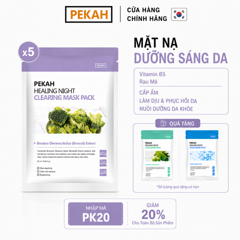 Set Mặt Nạ Giấy Dưỡng Da , Sạch Sâu Và Tăng Độ Đàn Hồi Cho Da PEKAH 25ML - PEKAH Healing Night Clearing Mask Pack